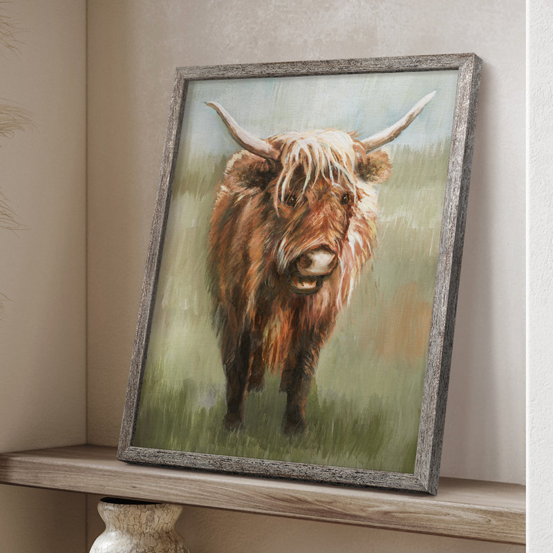 Happy Highlander Framed Print - Solid Wood, 11" H x 9" W