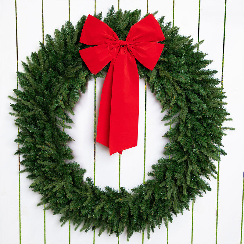 Décoration de Noël en forme d’arc en velours rouge à 4 boucles 18 "X 30"
