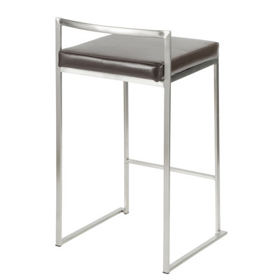 Tabourets de bar contemporains empilables de 30 pouces en acier inoxydable avec coussins en similicuir | Idée de cadeau
