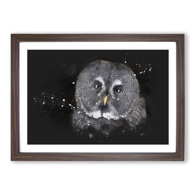 Great Grey Owl Vol.2 - Picture Frame Graphic Art, 65cm H x 90cm W x 2cm D, Walnut Framed