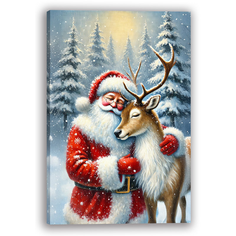 «Santa's Winter Whisper», reproduction d'art sur toile tendue, H 16 po x l 12 po x P 2 po