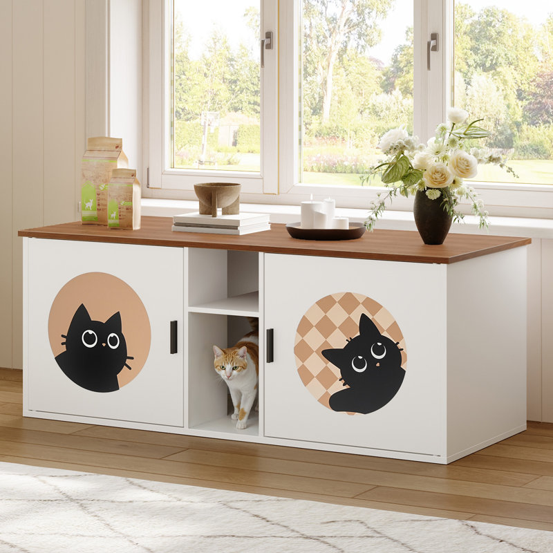Cat Litter Box Enclosure Furniture, Walnut
