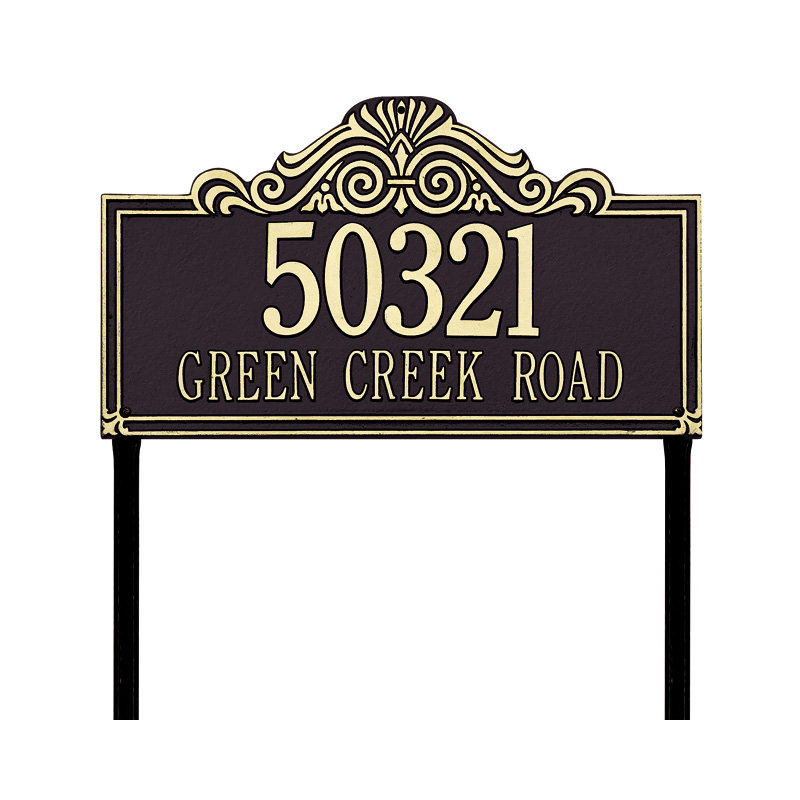 Villa Nova 2-Line Lawn Address Sign, Yes, Antique Copper