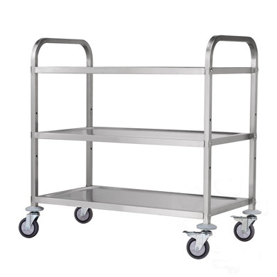 Rolling 3 Tiers Bar Cart with Wheels and 6 Hooks