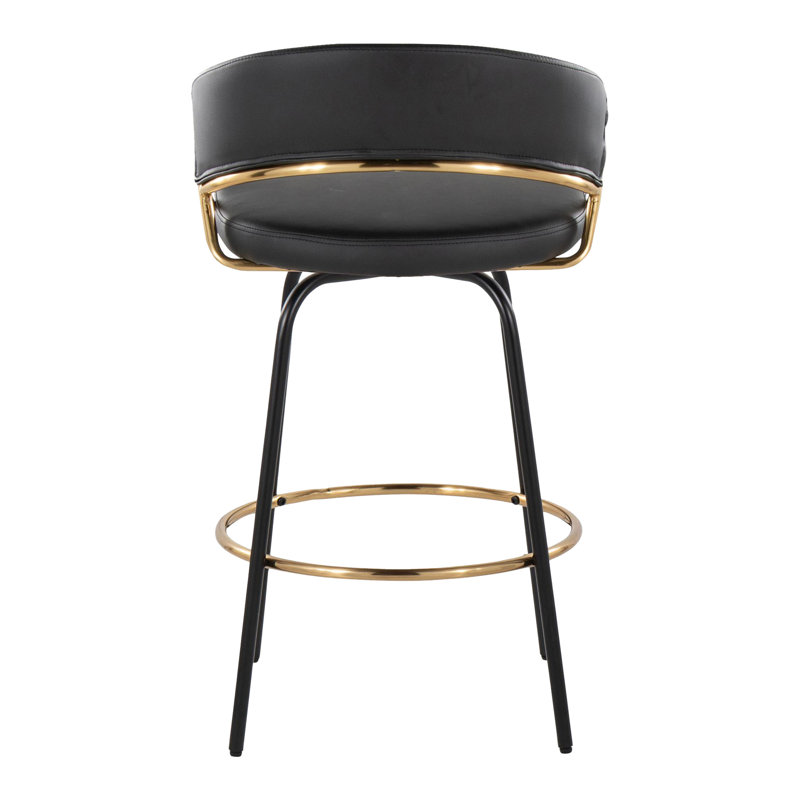 Tabouret de comptoir contemporain, Siège noir / cadre noir / doré