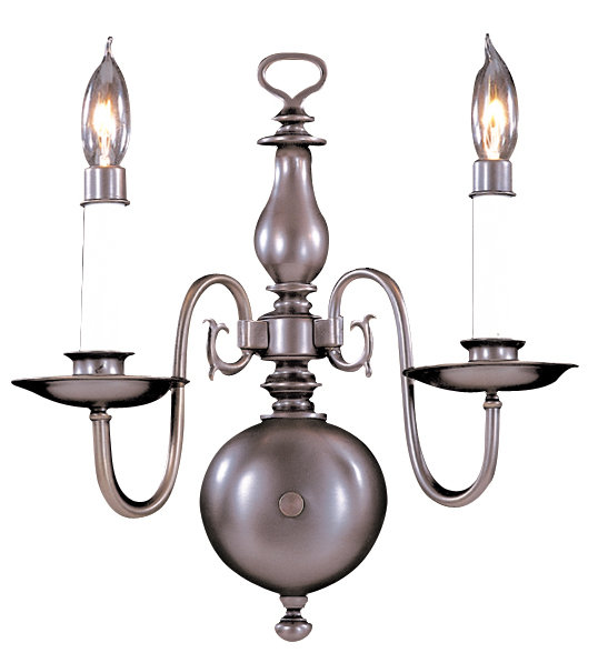 Lampe murale bougie 2 lumières Jovan, Bronze acajou