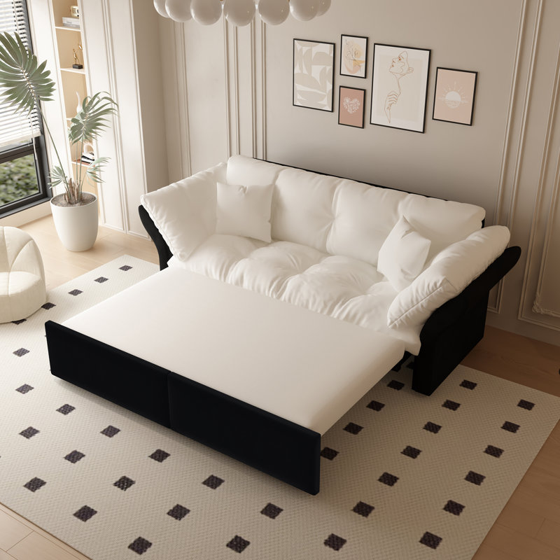 Canapé-lit convertible en velours 74,8 po, Beige