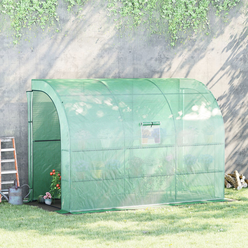 10'x5'x7' Walk-in Greenhouse, Galvanized Steel Construction, 2 Doors & Windows, Pe Cover, 3 Shelves, Quality , Airy Interior