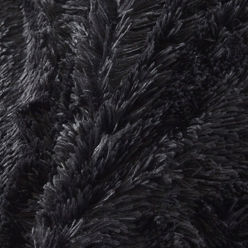  Chick Fuzzy Faux Fur Throw, Black