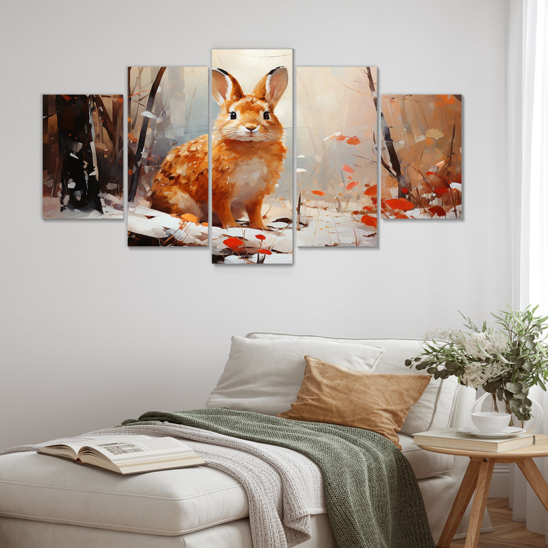 «Frosty Rabbit Winter Solitude - Rabbit Multipanel», art mural sur toile