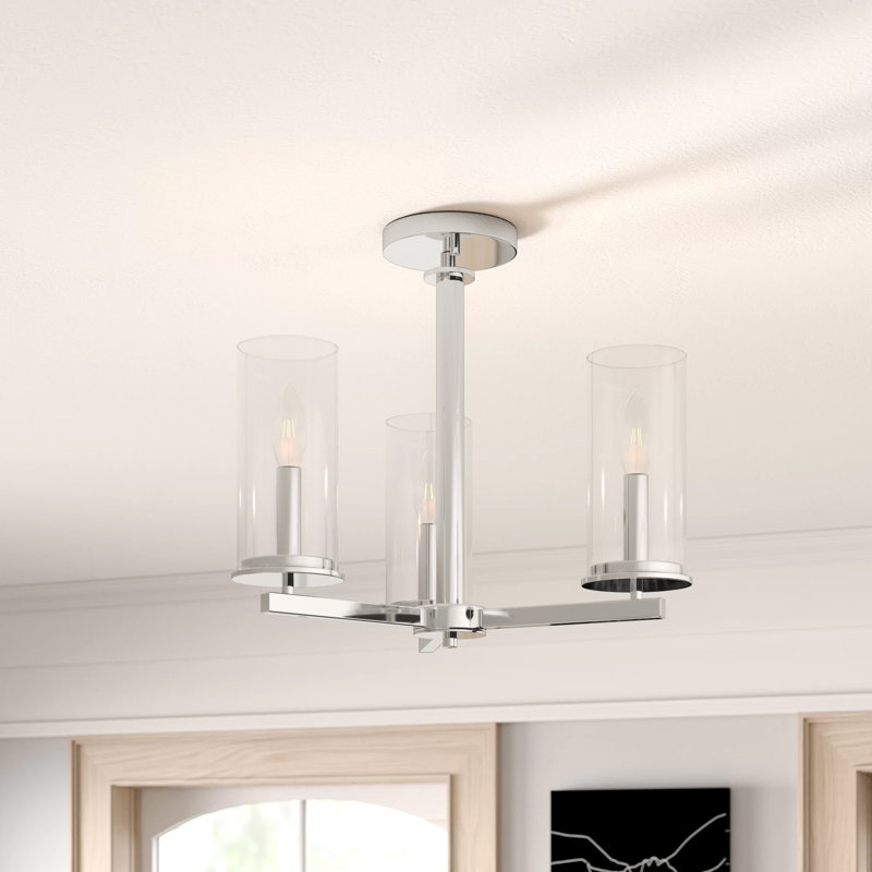 Dalleas Glass Semi Flush Mount, Chrome