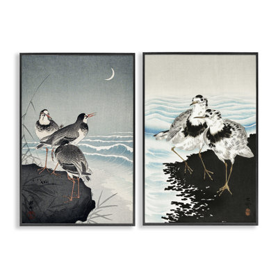  «Sea Birds Under Moon», ensemble de 2 estampes numériques par Ohara Koson