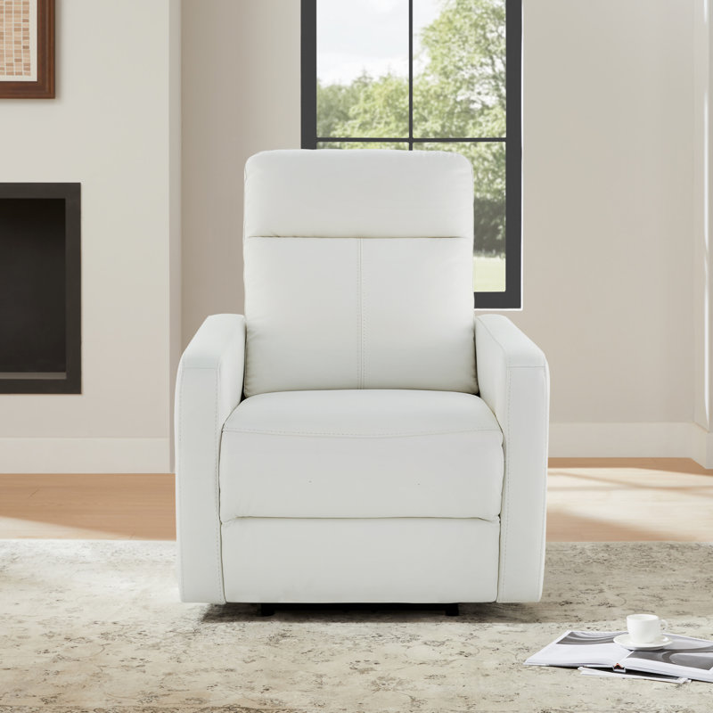 Fauteuil inclinable électrique en cuir véritable Leena, Crème