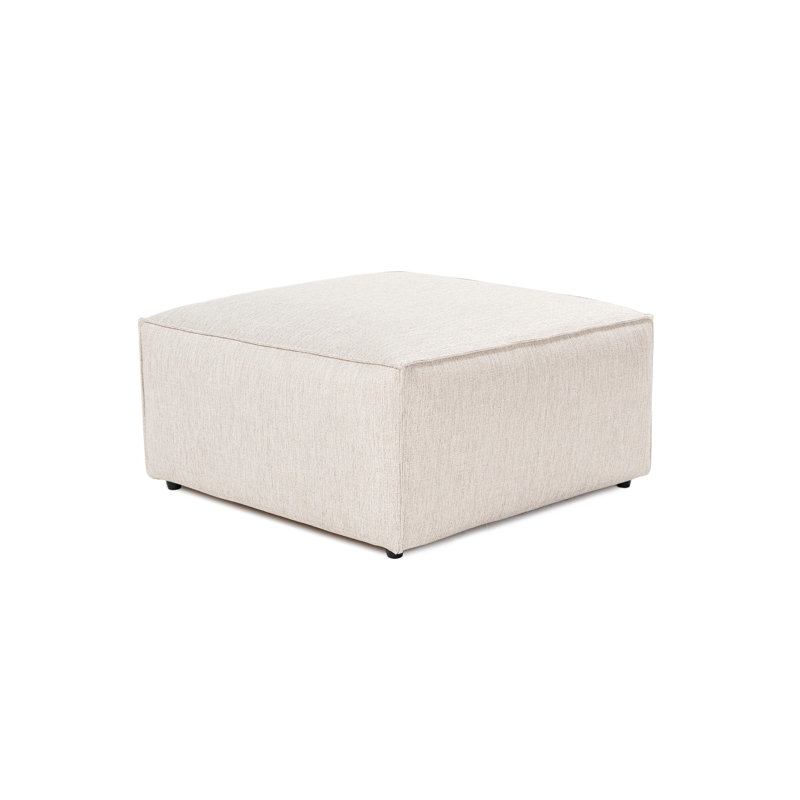 Élégant pouf avec structure 100% charme, revêtement en lin brun clair, hauteur de 16,9 po, hauteur de siège de 16,9 po, hauteur des pieds de 1,2 po | Confortable 32 sièges en mousse | Ajout élégant pour le salon et la chambre à coucher