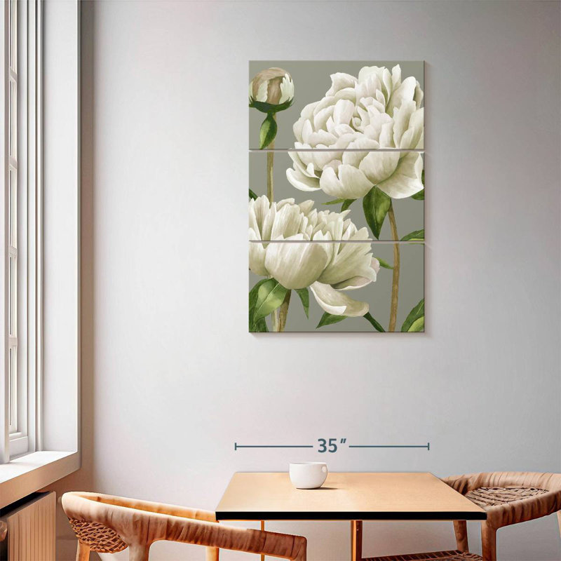 Harnek White Pivoines I, H 57 po x l 36 po