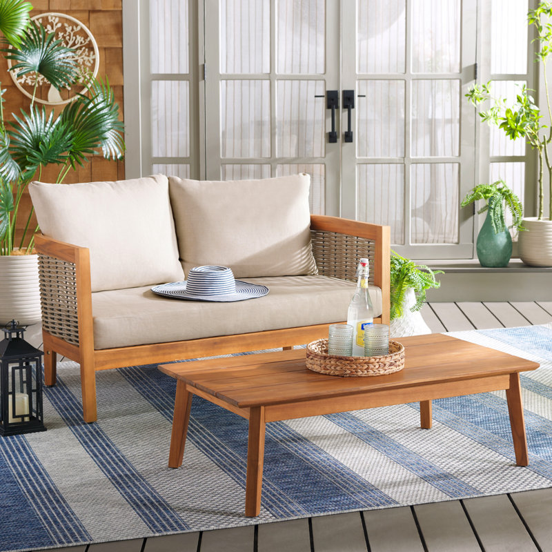 Banc de patio + table Daun, Natural