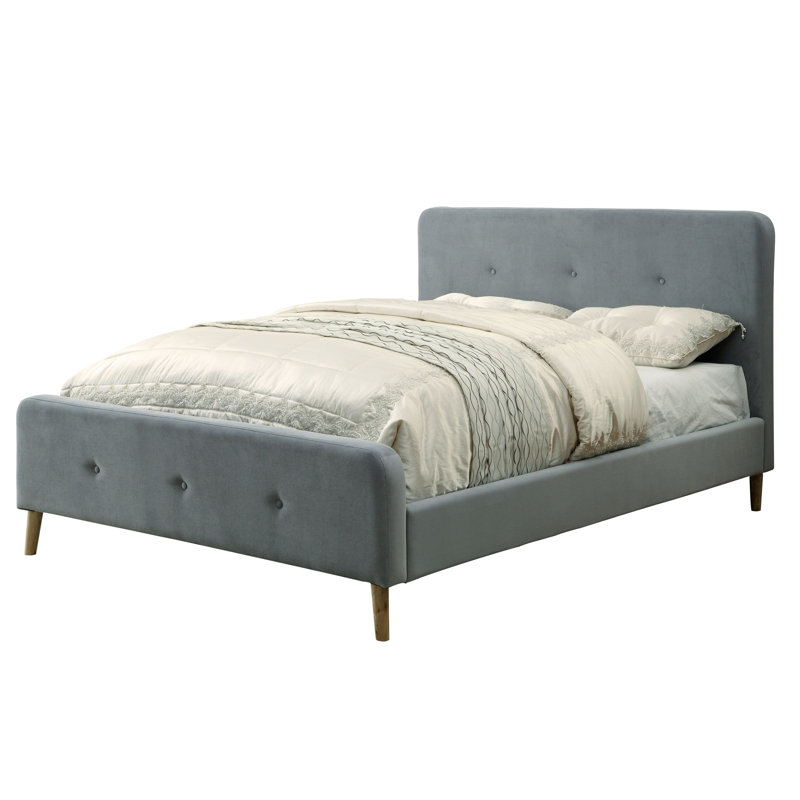 Upholstered Platform Bed, Gray, Queen