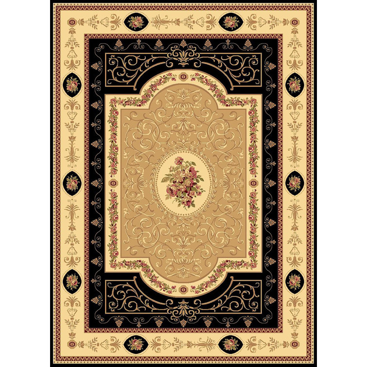 New Vision F. Aubusson Black Area Rug