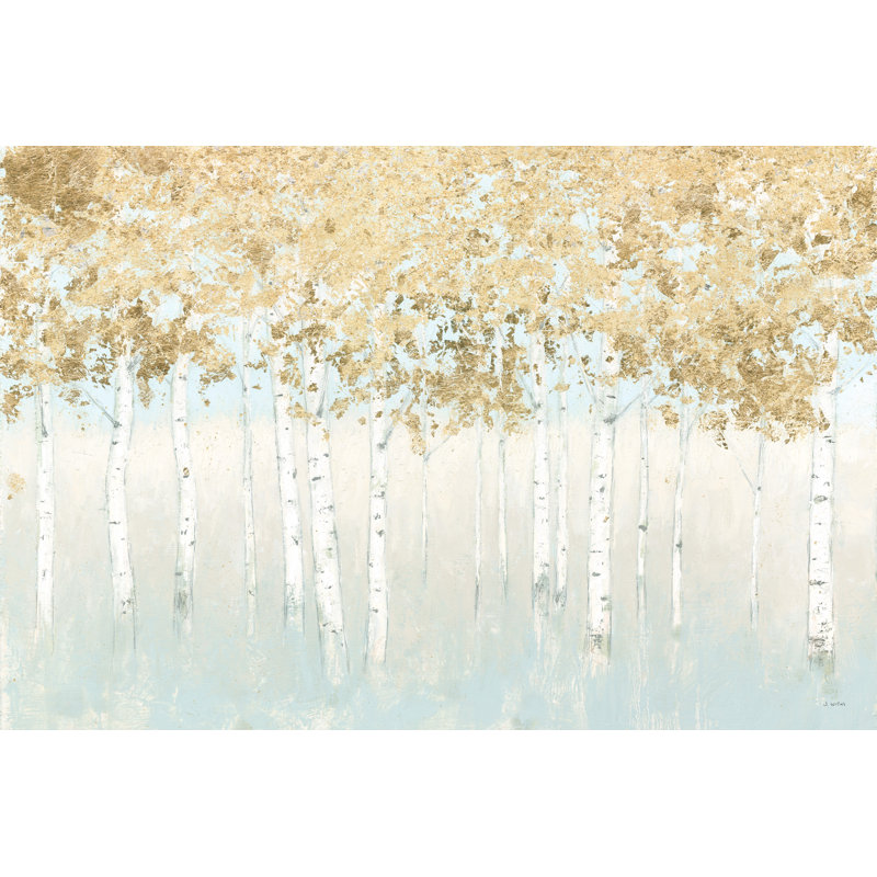 Bouleaux, Tremble, or, forêt, bleu clair, bleu, cyan, brun, brun clair, tranquille, crème, blanc, doux, rêveur