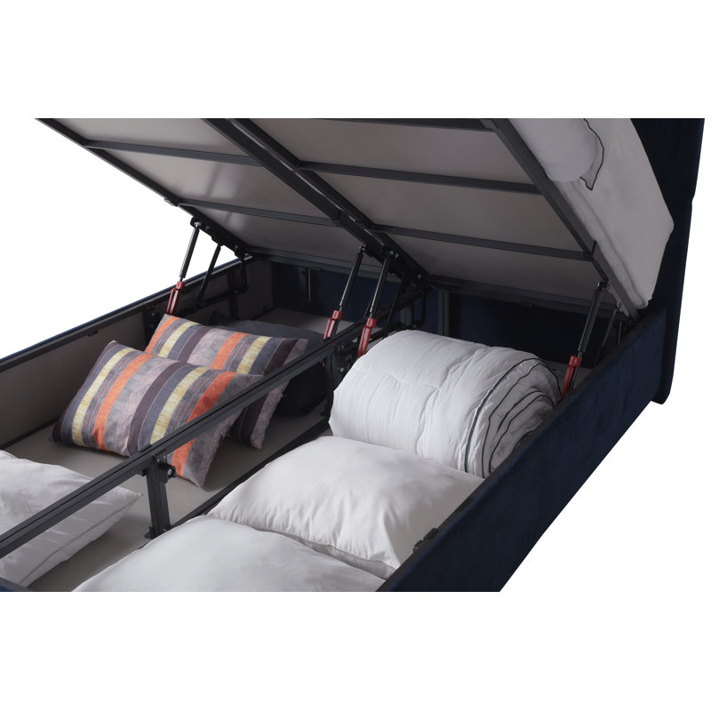 Allisyn Upholstered Ottoman Storage Bed, Super King (6'), Blue
