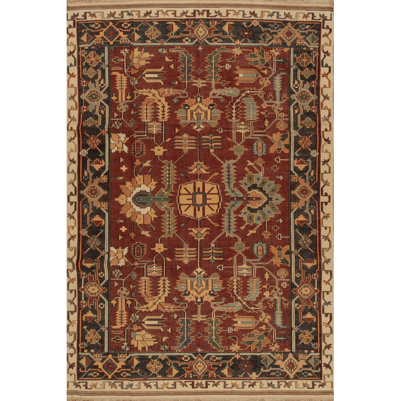 Discovery Flatweave Wool Area Rug in Red/Ivory/Black