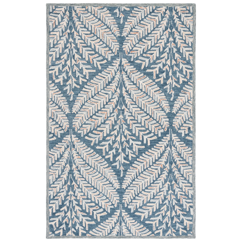 Chaithra Hand Tufted Wool Floral Rug, Rectangle 5' x 8'