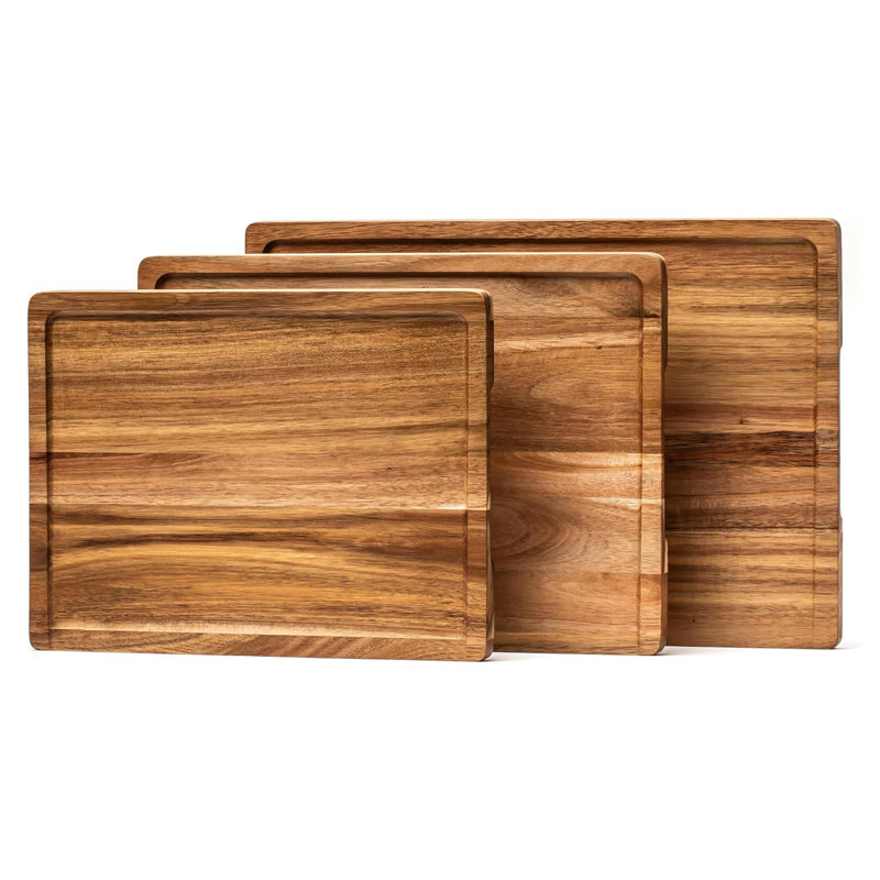 3 Pack Acacia Wood Cutting Boards Set for Kitchen