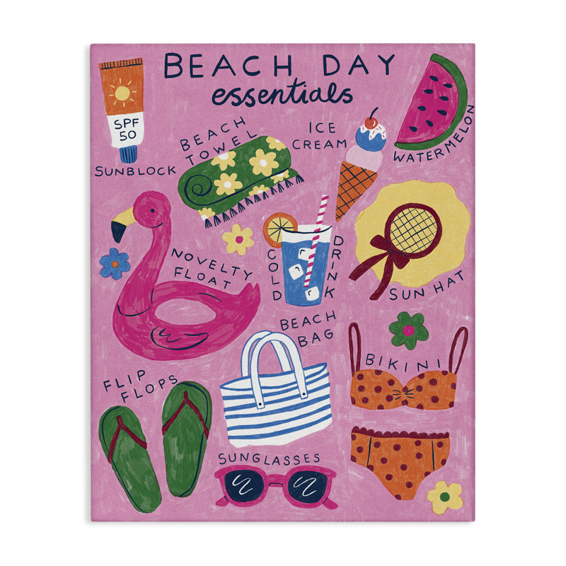  "Beach Day Essentials", art mural par Lisa Barlow, H 20 po x l 16 po