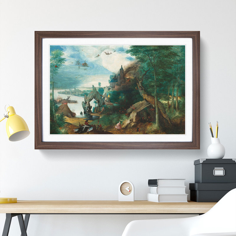 The Temptation of Saint Anthony by Pieter Bruegel the Elder - Picture Frame Painting, Walnut Framed, 36cm H x 48cm W x 2cm D