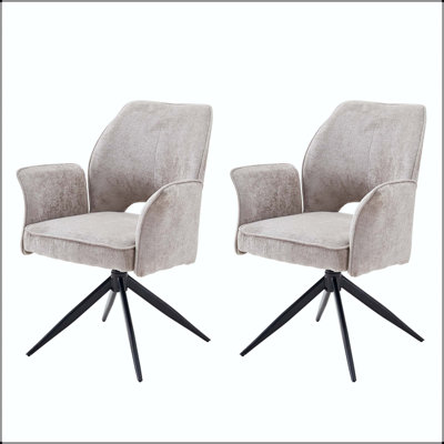 360-Degree Rotating Fabric Dining Chair with X-Frame Legs - Set of 2