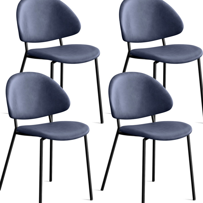 4 chaises de salle à manger modernes bleues Mid-Century avec boucle incurvée et respirante, pratiques pour le mobilier de maison en cuir PU