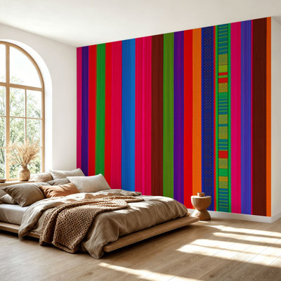 Wall Mural Peel and Stick Wallpaper Blanket stripes seamless for Cinco de Mayo party decor ethnic mexican Self-Adhesive Removable Contact Paper Wall Decor for Living Room Bedroom 69"H x 96"W