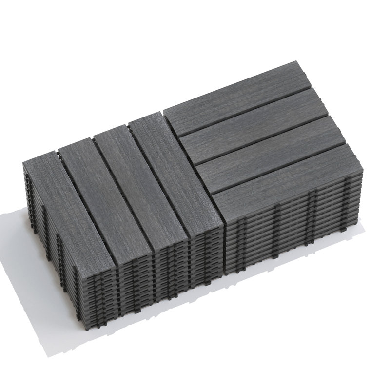 Carreaux de patio en composite de bois et plastique WPC pour terrasse, Gris foncé, 11