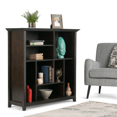 Rustic Hickory Brown Cube Bookcase With Multiple Storage Cubbies