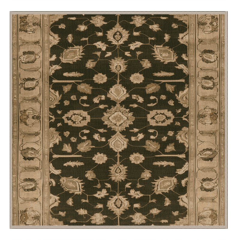 Machine Washable Overdyed Beige Area Rug, Square 6'