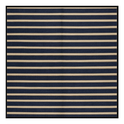 Washable Navy Cream Striped Area Rug