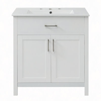 30" Bathroom Vanity With Ceramic Sink And Ample Storage - The Perfect Choice For Small Bathrooms