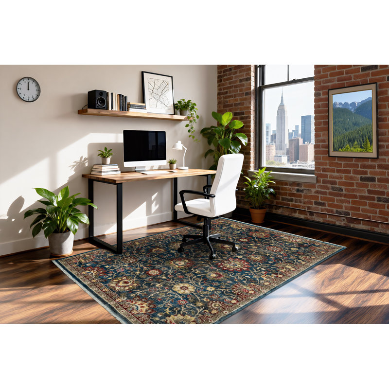 Tapis oriental bleu marine Dahl, Rectangle 3 pi 11 po x 5 pi 7 po