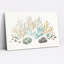 Art mural sur toile beige corail et feuilles bleu sarcelle avec pierres grises-133055502