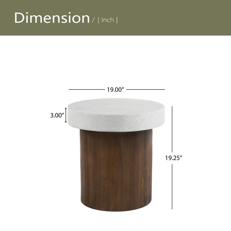 MGO Square Side Table [Top(Antique White) + Base