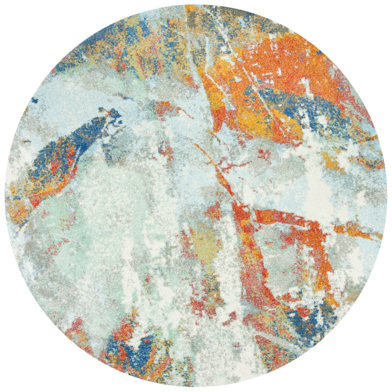 Kenna Performance Abstract Rug, Round 6'7"