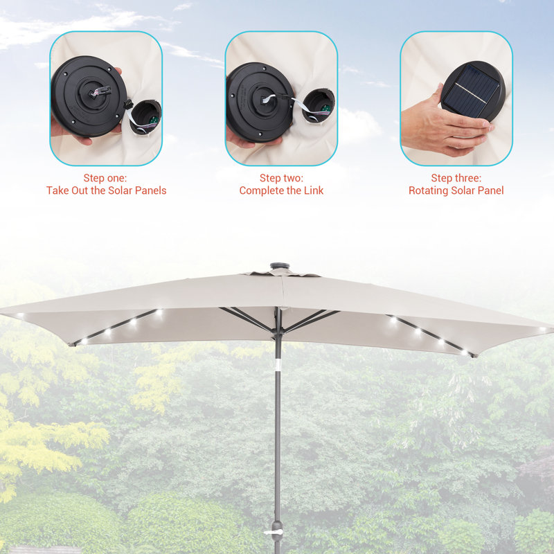 Améliorez votre espace extérieur: parasol rectangulaire de 10 pi x 6,5 pi à DEL avec protection UV, inclinaison facile et résistance au vent