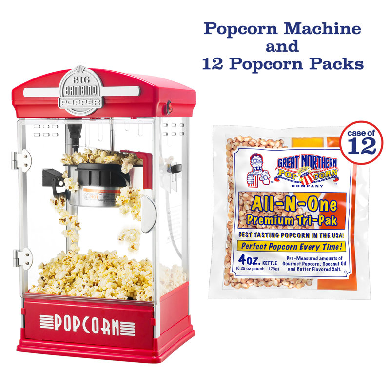 Machine à maïs soufflé de table 4 oz avec 12 grains Great Northern Popcorn, Rouge