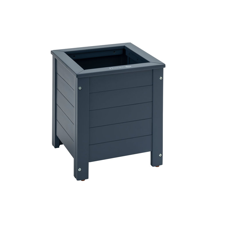 Aamber Wood Planter Box, 40cm H x 60cm W x 35cm D, Steel blue