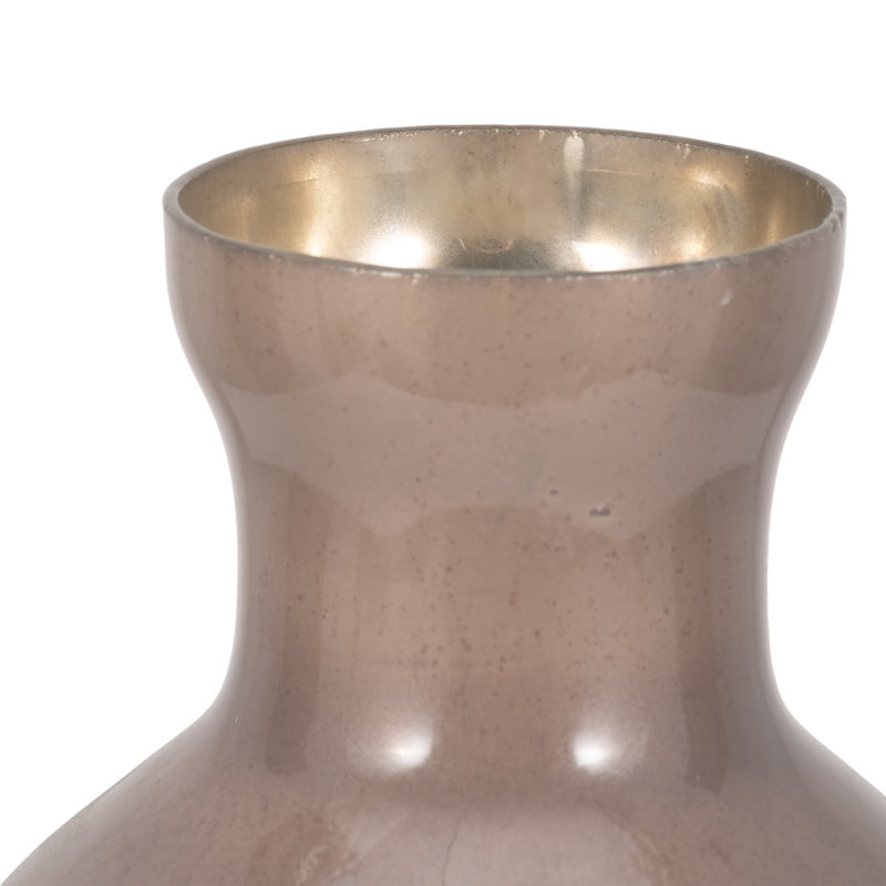 Glass Champagne Textured Round Bulbous Vase, 18" H x 11" W x 11" D