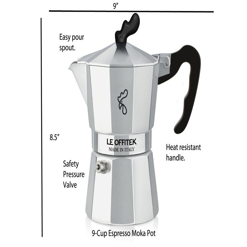 Lorren Home Trends Stovetop Espresso Maker, 9 Shots