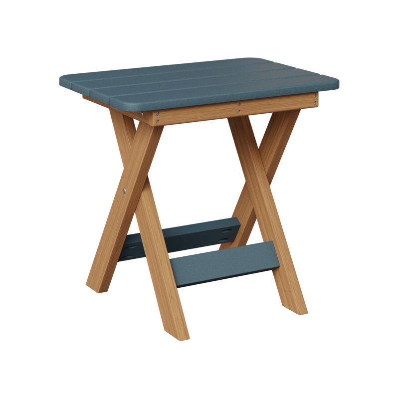 Berlin Gardens Folding End Table, Slate, Natural Teak