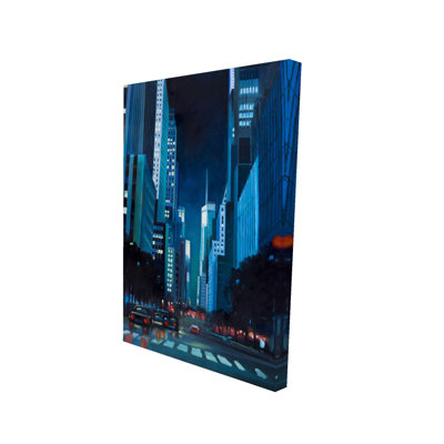 Evening in Manhattan Canvas | Classic Blue Street Scenery Decor
