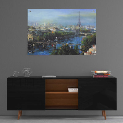 «Pont piétonnier de Paris» par Mark Lague, art mural en verre acrylique