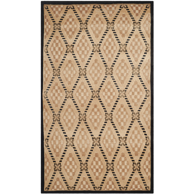 Tibetan Hand-Knotted Silk Beige Area Rug, Rectangle 3' x 5'